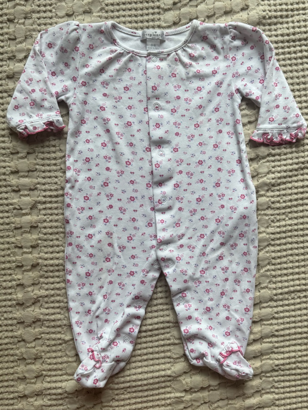Kissy Kissy White Footed One-Piece with Pink Floral Print